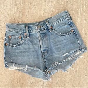 Levi's Light Blue Distressed Denim Jean Shorts